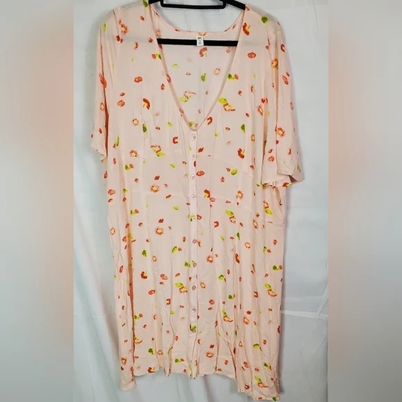 Bp Pink Apricot Floral A-Line Mini Dress in Plus Size 3x NWOT - Picture 3 of 8